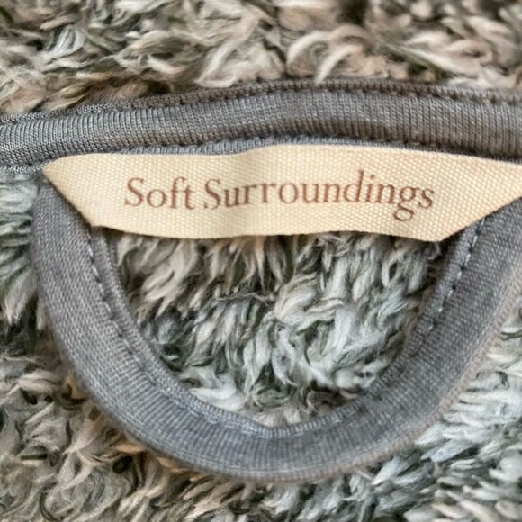 Soft Surroundings Womens Gray Fleece Cardigan Sweater Sz Large One Button Light - Picture 8 of 12